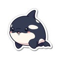 Cute cartoon killer whale sticker with a happy face Royalty Free Stock Photo