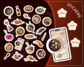 Cartoon sticker pack. Asian food