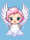 Cartoon sticker sweet angel, AI
