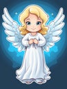 Cartoon sticker sweet angel, AI