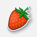Cartoon sticker with sweet strawberry