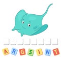 Cartoon stingray crossword for funny kids Royalty Free Stock Photo