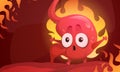 Cartoon stomach character burning of heartburn