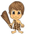 Cartoon Stone Age Cute Cave Boy