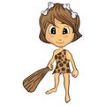 Cartoon Stone Age Cute Cave Girl Royalty Free Stock Photo