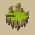 Cartoon Stone Grassy Isometric Island for Game Royalty Free Stock Photo