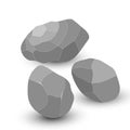 Cartoon stones. Rock stone isometric set. Granite grey boulders, natural building block shapes, wall stones. 3d flat isolated Royalty Free Stock Photo