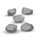 Cartoon stones. Rock stone isometric set. Granite grey boulders, natural building block shapes, wall stones. 3d flat