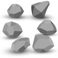 Cartoon stones. Rock stone isometric set. Granite grey boulders, natural building block shapes, wall stones. 3d flat Royalty Free Stock Photo