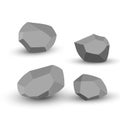 Cartoon stones. Rock stone isometric set. Granite grey boulders, natural building block shapes, wall stones. 3d flat