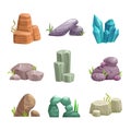 Cartoon stones and rocks assets set. Royalty Free Stock Photo