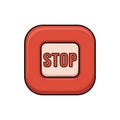 Cartoon stop button with square frame on transparent background AI Generated Royalty Free Stock Photo