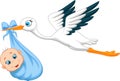 Cartoon Stork with baby Royalty Free Stock Photo