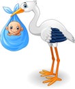 Cartoon stork carrying baby Royalty Free Stock Photo