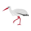 Cartoon stork icon on white background.
