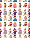 Cartoon story people seamless pattern