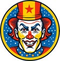 Cartoon strange scary grinning Clown with sinister smile Vector