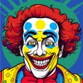 Cartoon strange scary grinning Clown with sinister smile Vector