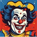 Cartoon strange scary grinning Clown with sinister smile Vector