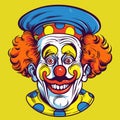 Cartoon strange scary grinning Clown with sinister smile Vector