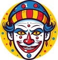 Cartoon strange scary grinning Clown with sinister smile Vector