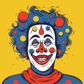 Cartoon strange scary grinning Clown with sinister smile Vector