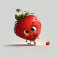 a cartoon strawberry with eyes, nose and legs, with a green leaf on top of it Royalty Free Stock Photo