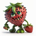 a cartoon strawberry with green eyes and a green leaf on its head. Royalty Free Stock Photo