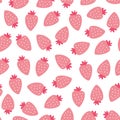 Cartoon strawberry seamless pattern. Fruit elements ornament isolated on white Royalty Free Stock Photo