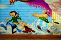 Cartoon street art Asterix and obelix and Gaston Lagaffe
