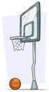 Cartoon street basketball hoop and orange ball Royalty Free Stock Photo