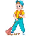 Cartoon street cleaner sweeper Royalty Free Stock Photo