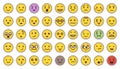 Cartoon stripe vector yellow emoji set isolated