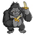 Cartoon strong gorilla holding banana Royalty Free Stock Photo