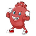 A cartoon strong human heart character