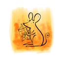 Cartoon Student Mouse Royalty Free Stock Photo