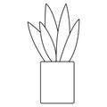 Cartoon style aloe vera cactus in pot, doodle style flat vector outline for coloring book Royalty Free Stock Photo