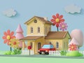 Cartoon style amazing house 3d render