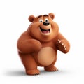 Lighthearted 3d Pixar Bear Character On White Background