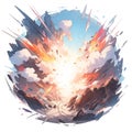 Cartoon-style anime explosion, Generative AI Royalty Free Stock Photo