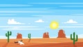 Cartoon style background with hot west desert