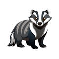 Cartoon style badger illustration facing forward on white background Royalty Free Stock Photo