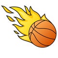 Cartoon style basketball ball with flames Royalty Free Stock Photo