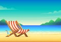 Cartoon style beach chair illustration. Sunbed on sandy bay