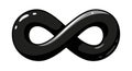 Cartoon Style Black Infinity Symbol with Glossy Highlights on White Backdrop Royalty Free Stock Photo