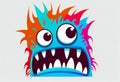 Cartoon style bright monster head on white background. AI Generated