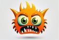 Cartoon style bright monster head on white background. AI Generated