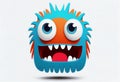 Cartoon style bright monster head on white background. AI Generated