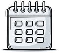 Cartoon style calendar icon with bold outline and shadow, planning and scheduling Royalty Free Stock Photo