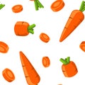 Cartoon Style Carrots White Seamless Pattern. Vector